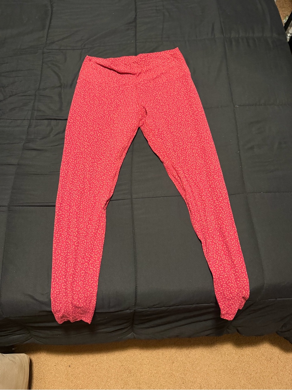 lululemon athletica Red Printed Leggings with Coral Detail